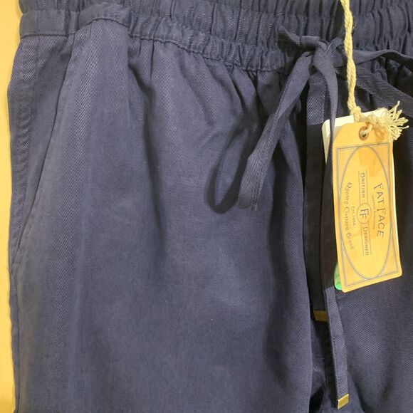 FAT FACE PERTH Navy Indigo Blue Tapered TENCEL Lyocell Trousers Sz 2 NWT - Picture 3 of 13